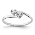 14k White Gold A Diamond heart ring