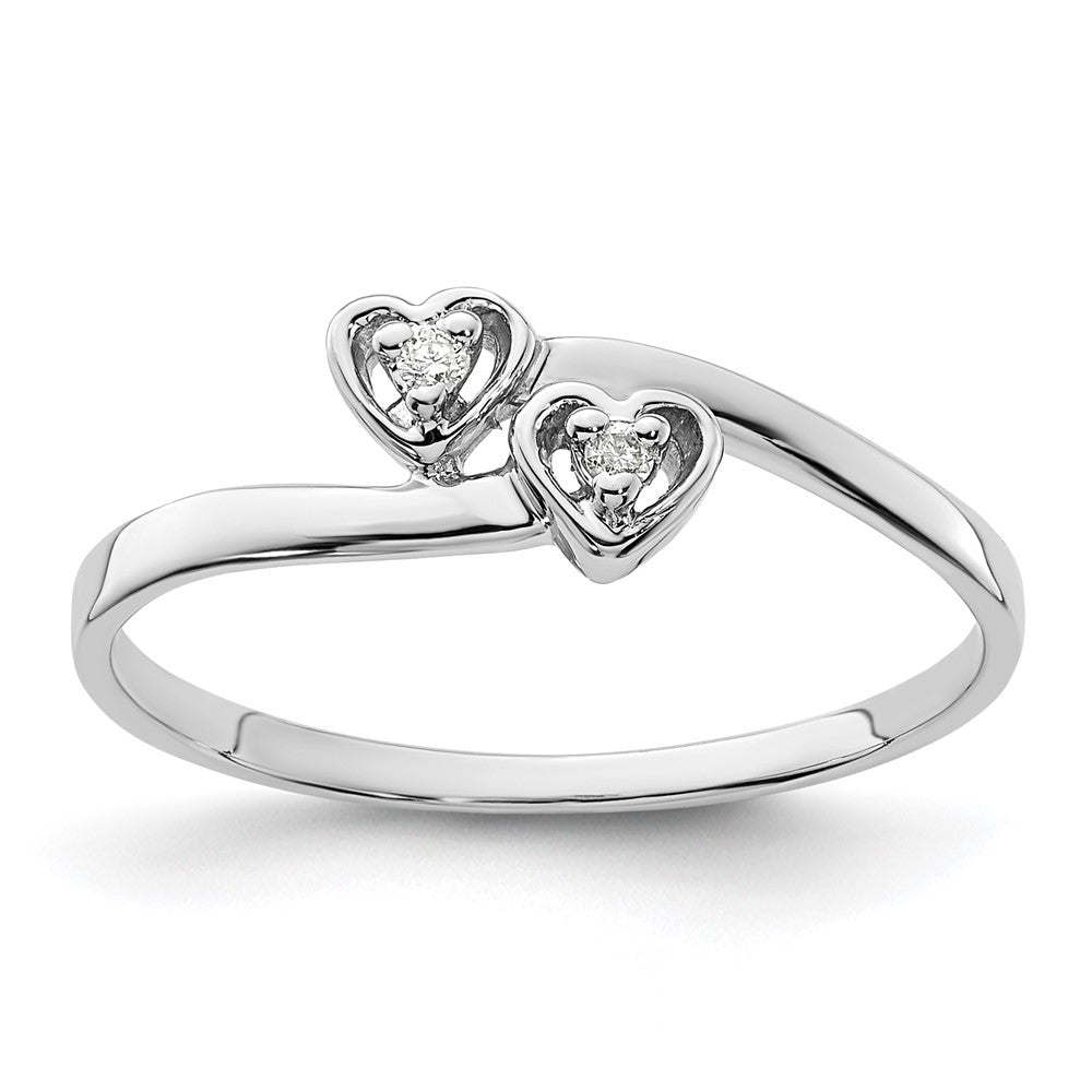 14k White Gold AAA Diamond heart ring