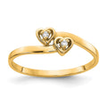 14K Polished AA Diamond Heart Ring