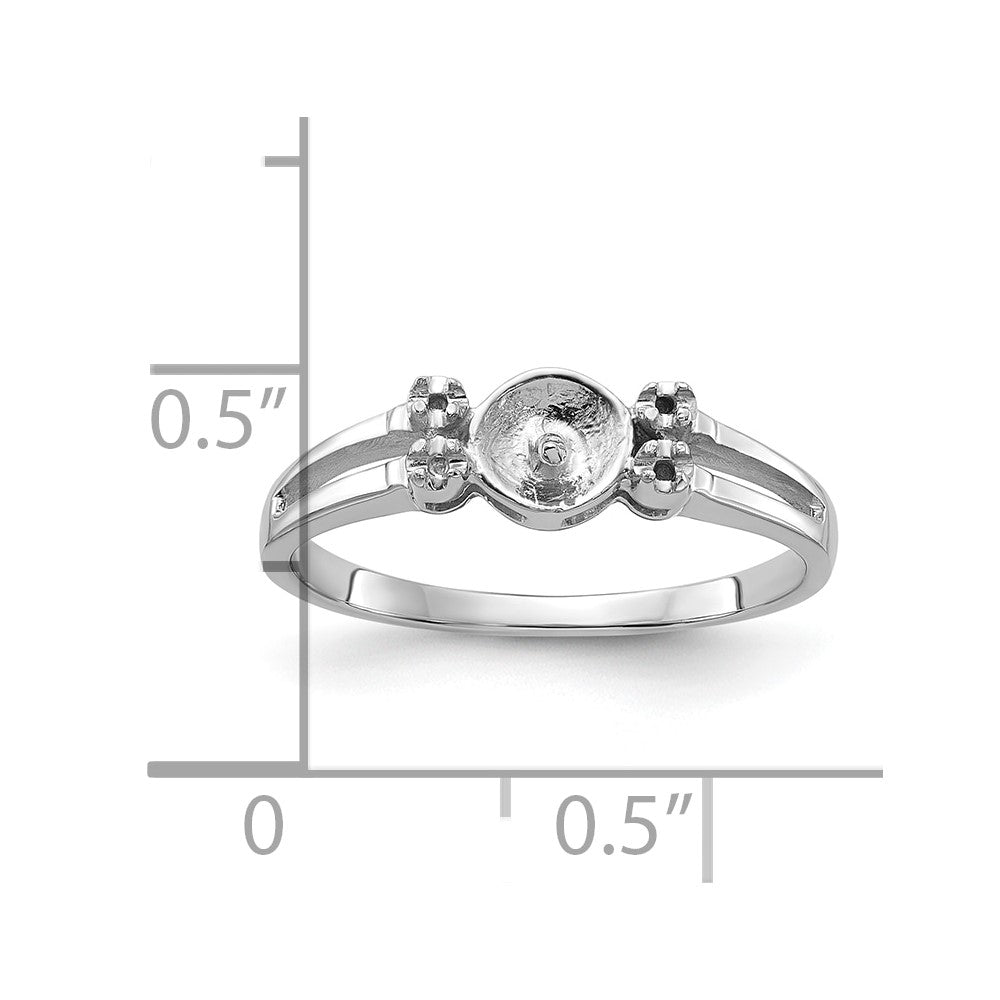 14k White Gold Polished Diamond & Pearl Ring Mounting