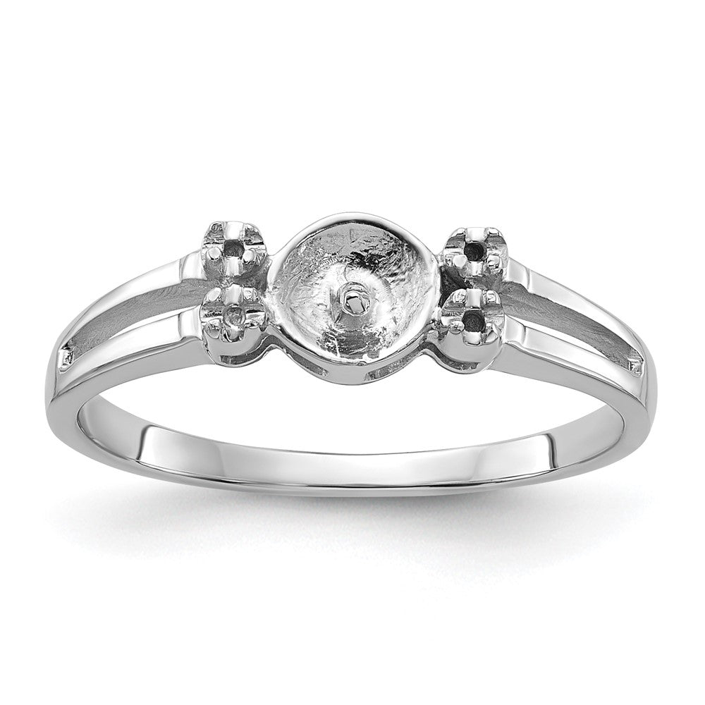 14k White Gold Polished Diamond & Pearl Ring Mounting