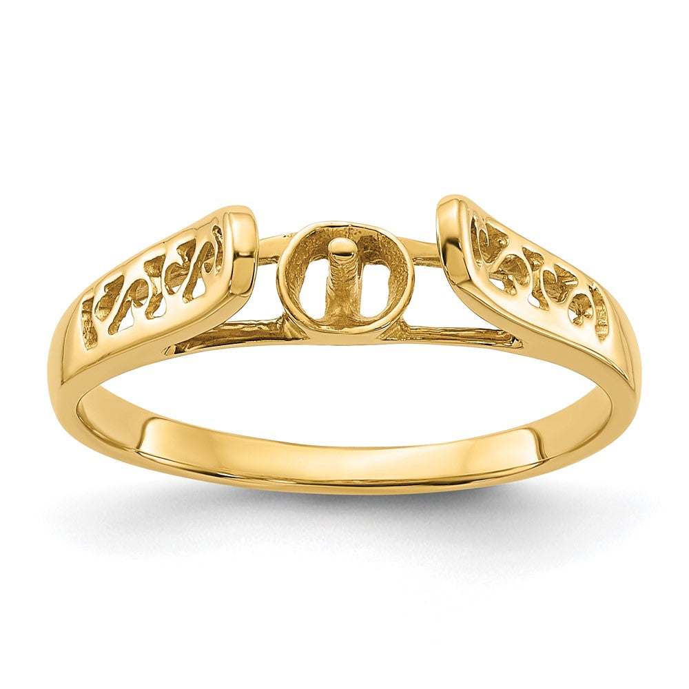 14k Polished Pearl Filigree Ring Mounting