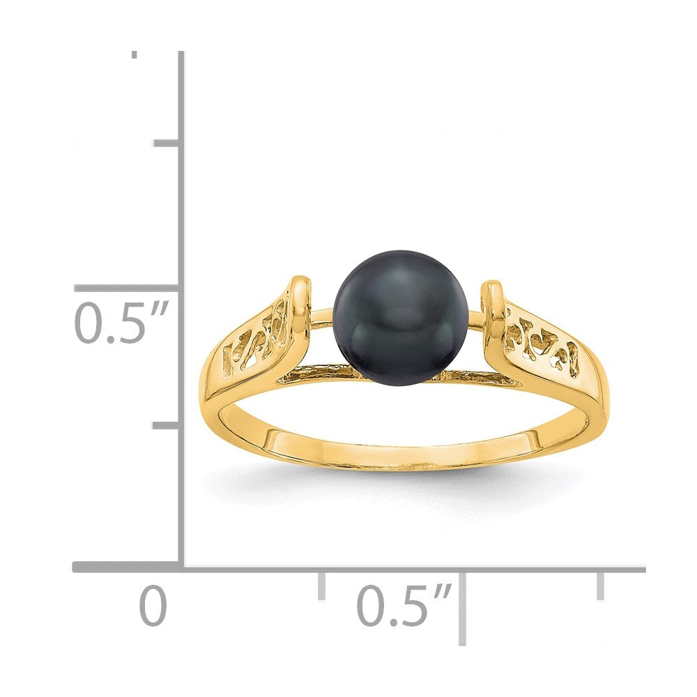 14k 6mm Black FW Cultured Pearl ring