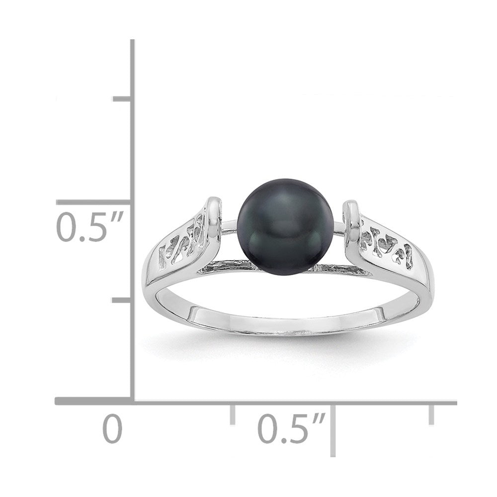 14k White Gold 6mm Black FW Cultured Pearl ring