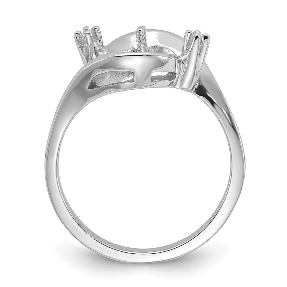 14k White Gold Polished Diamond & Pearl Ring Mounting