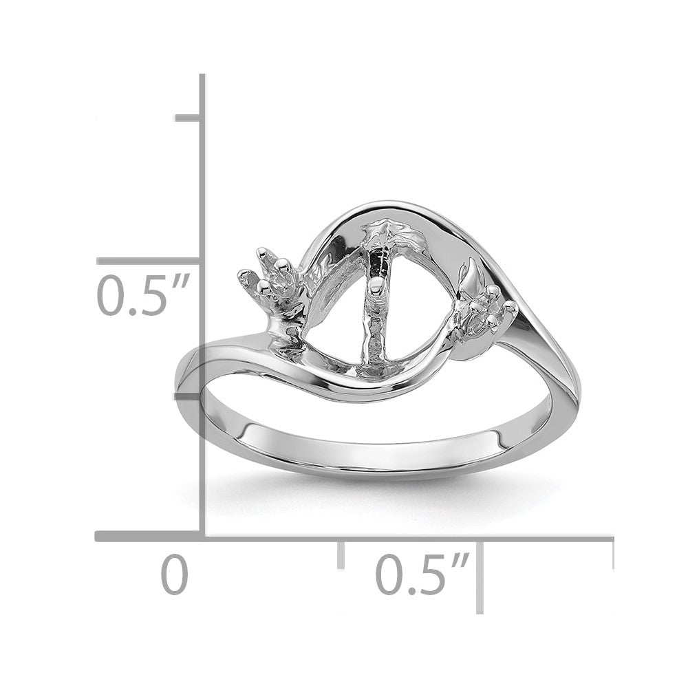 14k White Gold Polished Diamond & Pearl Ring Mounting