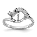 14k White Gold Polished Diamond & Pearl Ring Mounting