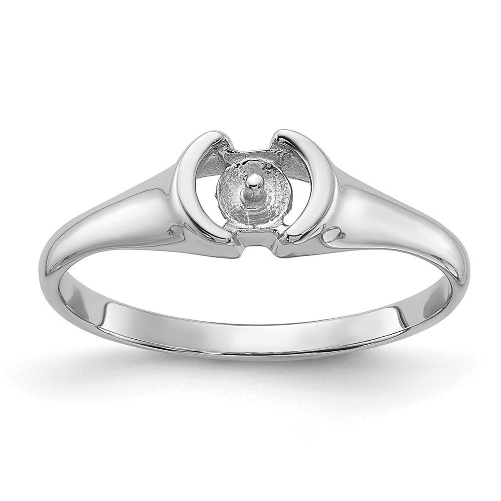 14k White Gold Polished Pearl Ring Mounting