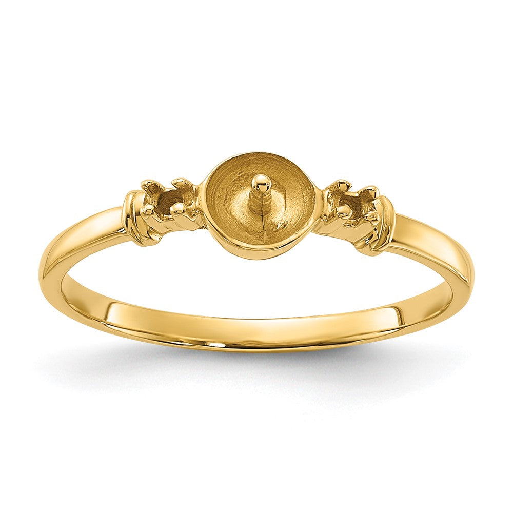 14k Polished Diamond & Pearl Ring Mounting