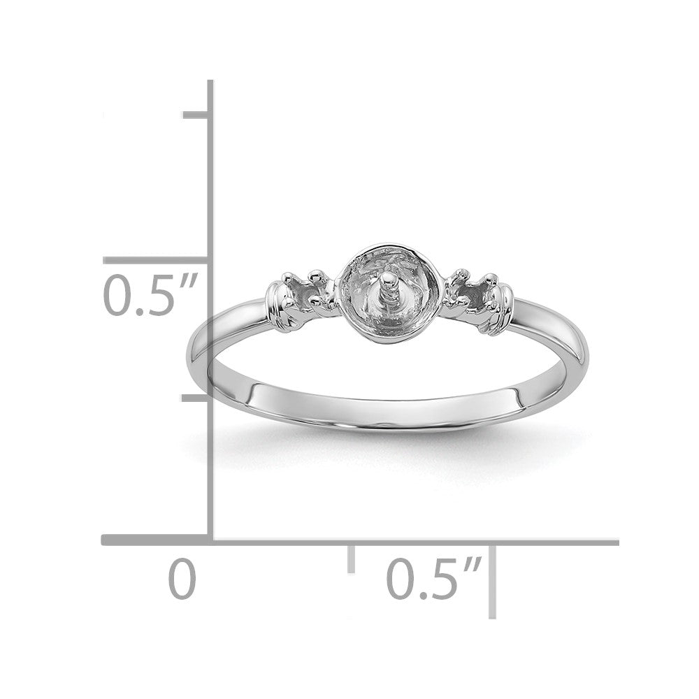 14k White Gold Polished Diamond & Pearl Ring Mounting