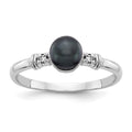 14k White Gold 5mm Black FW Cultured Pearl A Diamond ring