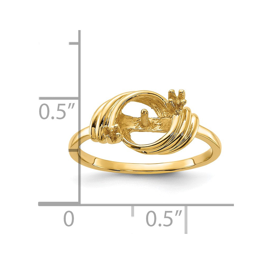 14k Polished Diamond & Pearl Ring Mounting