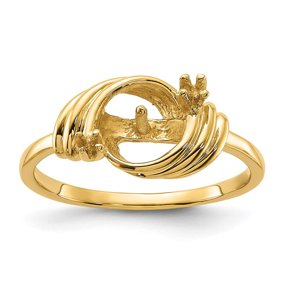 14k Polished Diamond & Pearl Ring Mounting