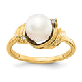 14k 7mm FW Cultured Pearl A Diamond ring