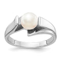 14k White Gold 6mm FW Cultured Pearl ring