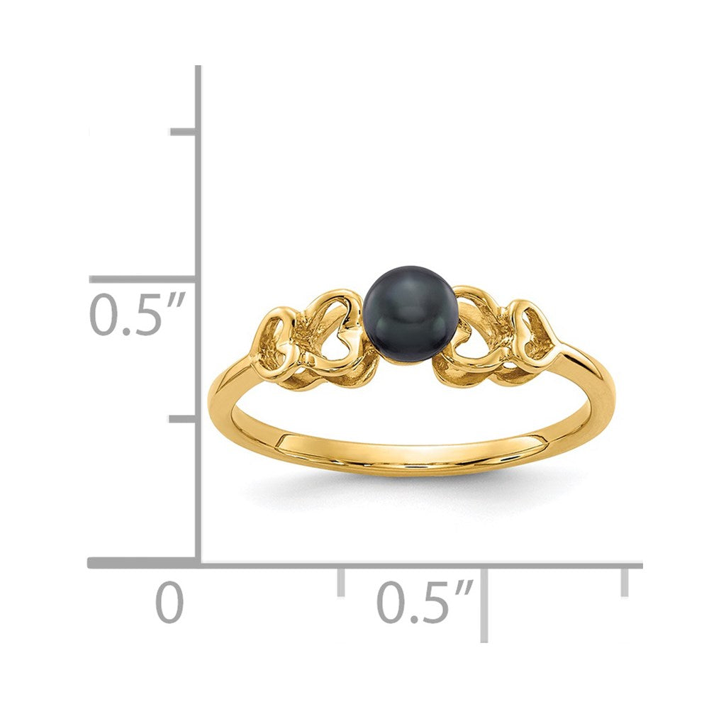 14k 4mm Black FW Cultured Pearl ring