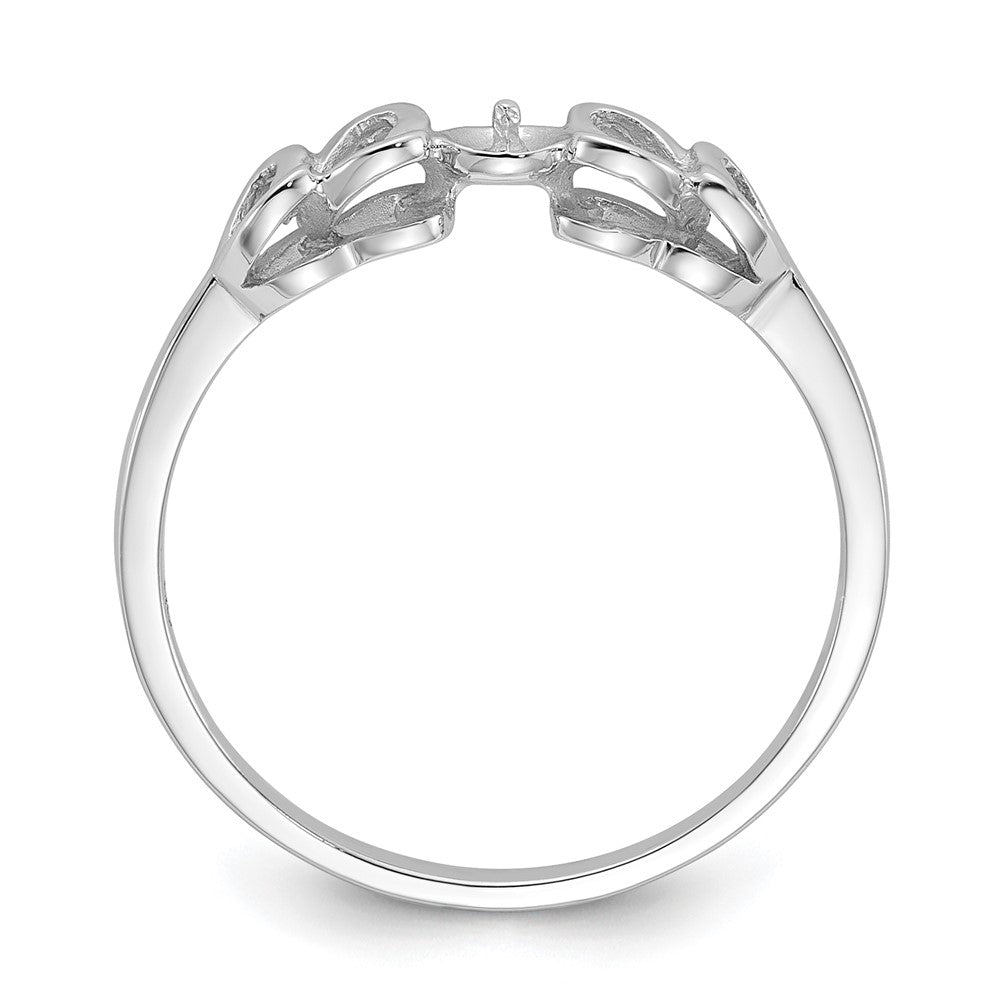 14k White Gold Polished Pearl Heart Ring Mounting