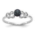 14k White Gold 4mm Black FW Cultured Pearl ring