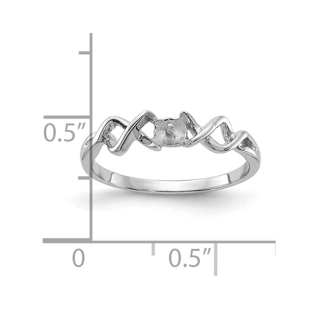 14k White Gold Polished Pearl Twisted Ring Mounting