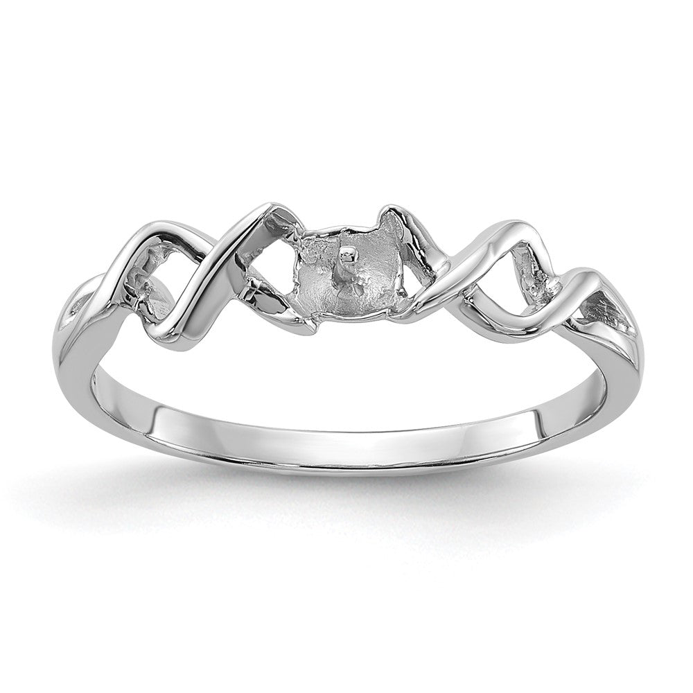 14k White Gold Polished Pearl Twisted Ring Mounting
