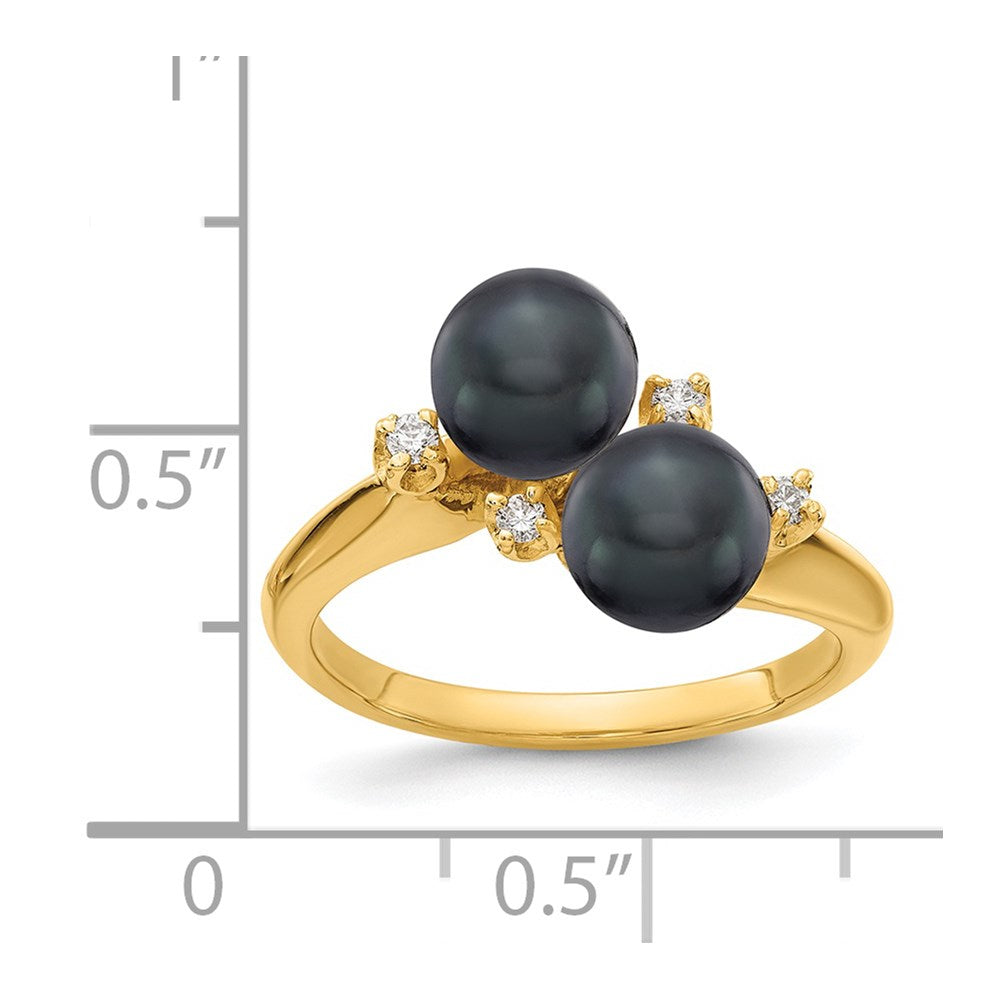 14k 6mm Black FW Cultured Pearl A Diamond ring