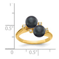 14k 6mm Black FW Cultured Pearl AAA Diamond ring