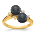 14k 6mm Black FW Cultured Pearl VS Diamond ring