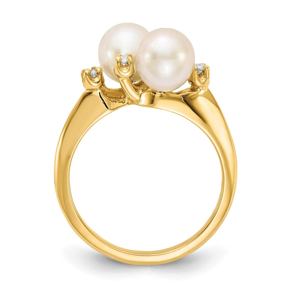14k 6mm FW Cultured Pearl VS Diamond ring