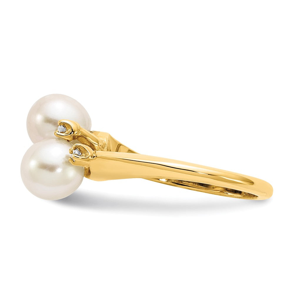 14k 6mm FW Cultured Pearl AAA Diamond ring