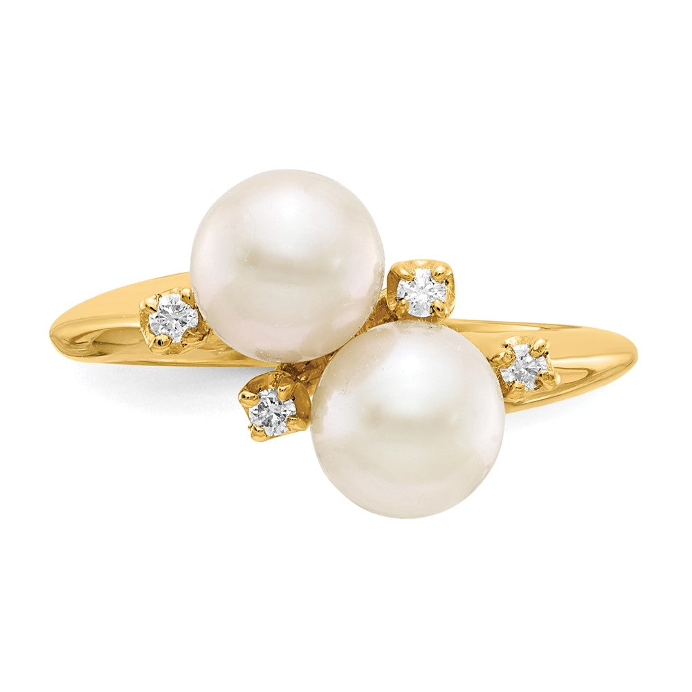 14k 6mm FW Cultured Pearl A Diamond ring