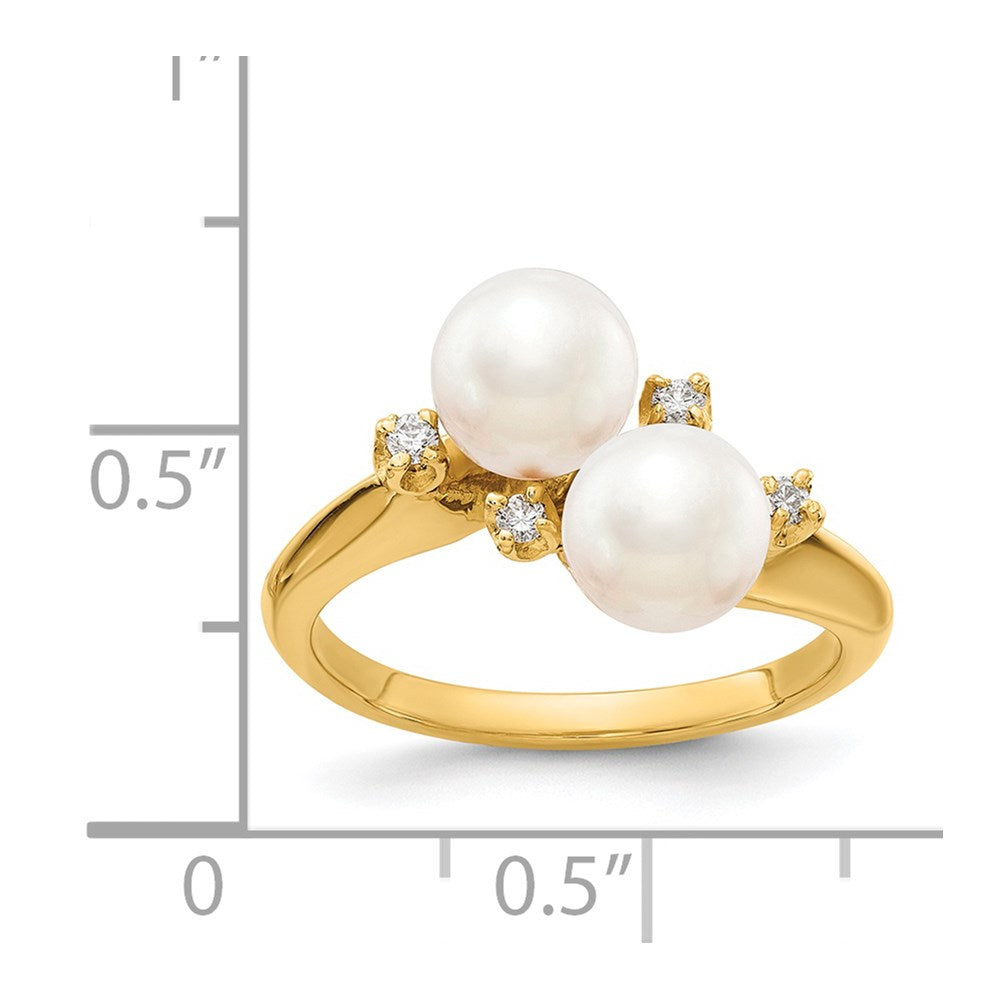 14k 6mm FW Cultured Pearl A Diamond ring