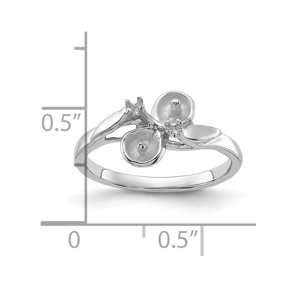 14k White Gold Polished Diamond & Pearl Ring Mounting