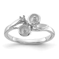 14k White Gold Polished Diamond & Pearl Ring Mounting