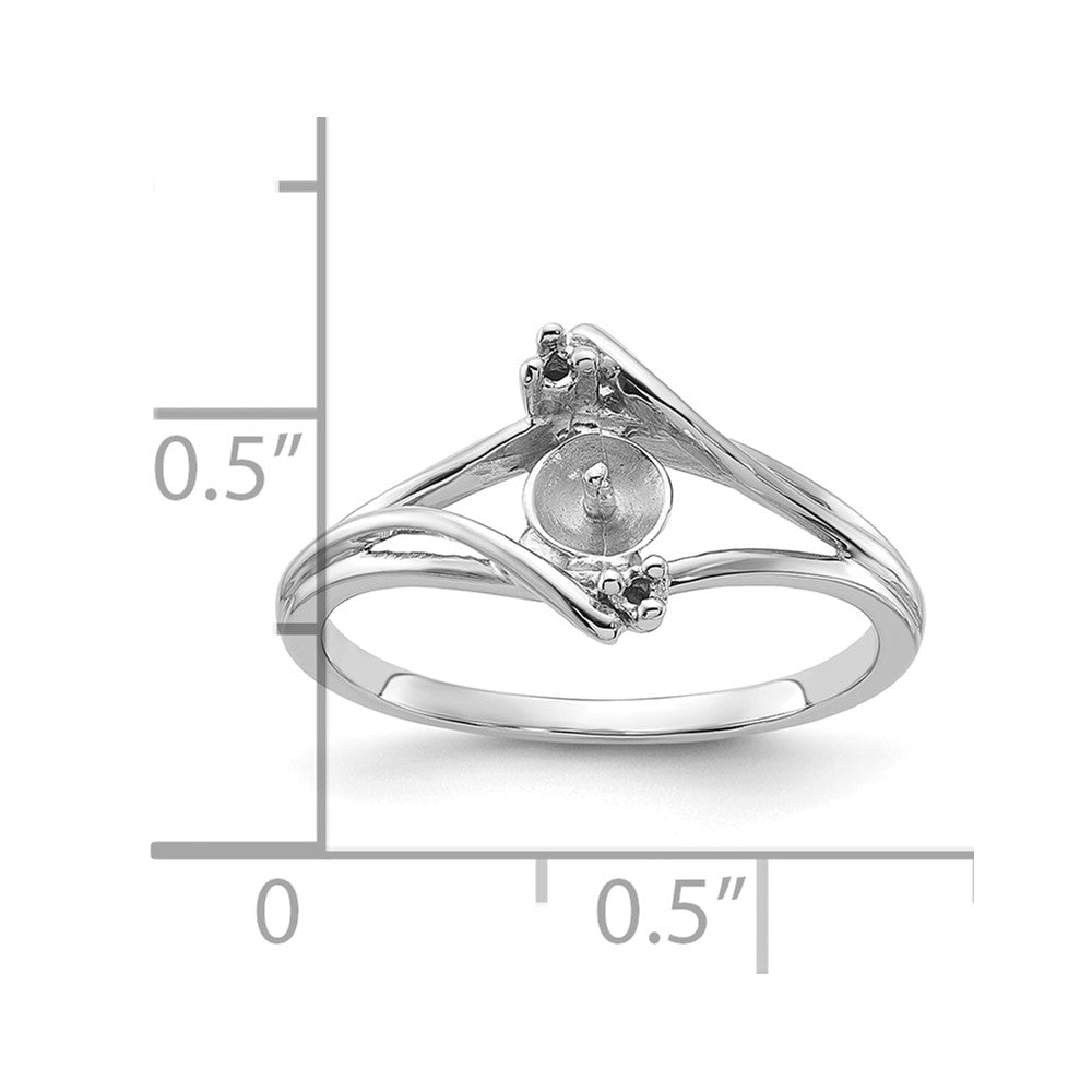 14k White Gold Polished Diamond & Pearl Ring Mounting