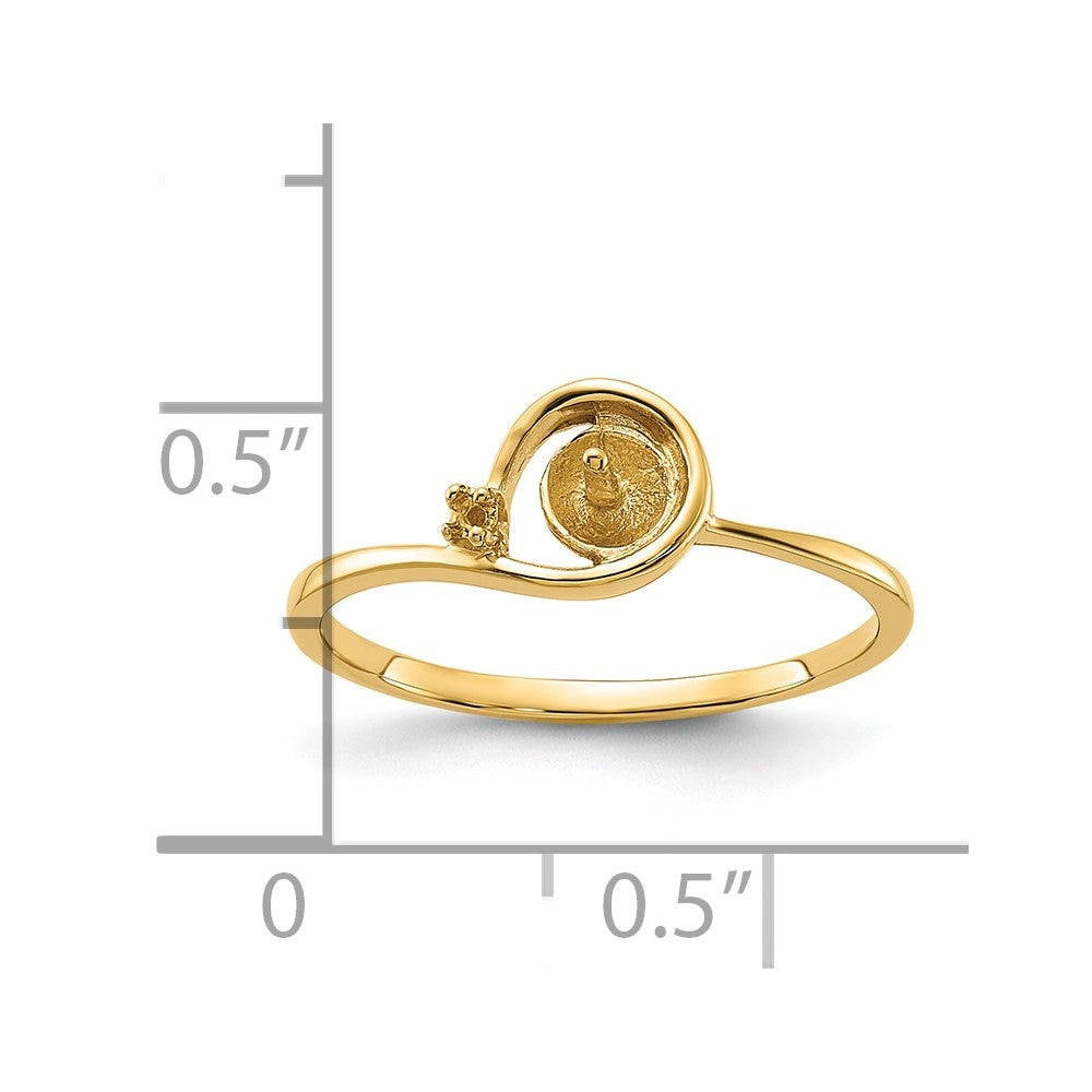14k Polished Diamond & Pearl Ring Mounting
