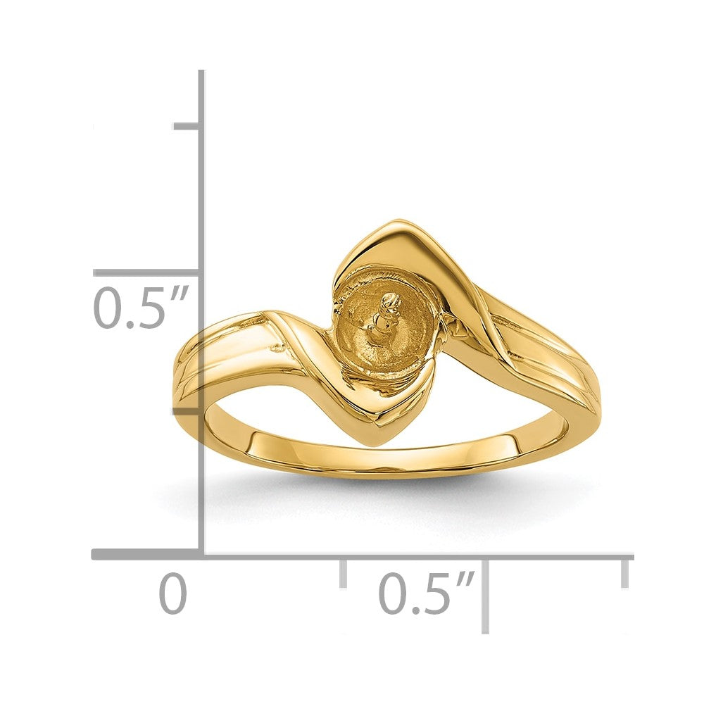 14k Polished Pearl Ring Mounting