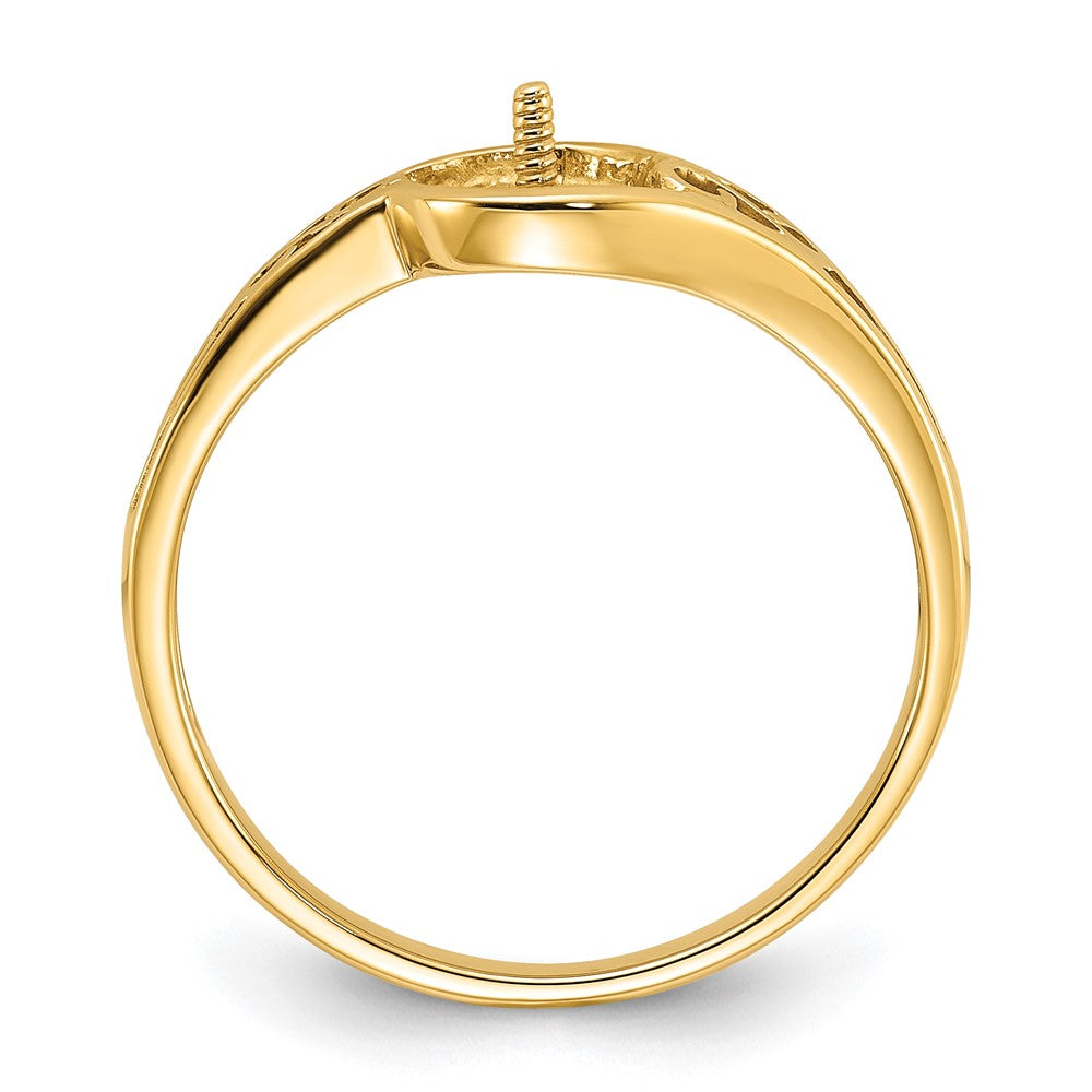 14k Polished Pearl Filigree Ring Mounting