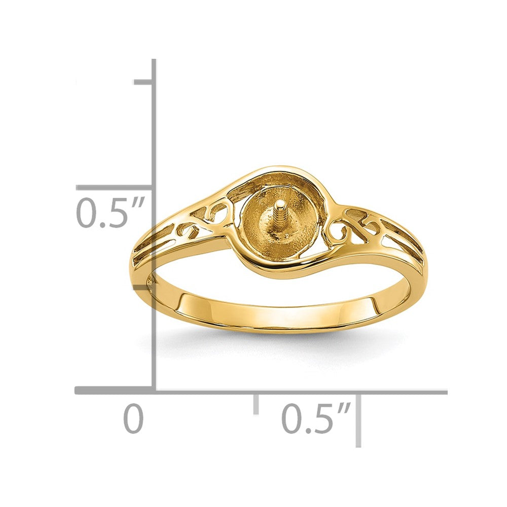 14k Polished Pearl Filigree Ring Mounting