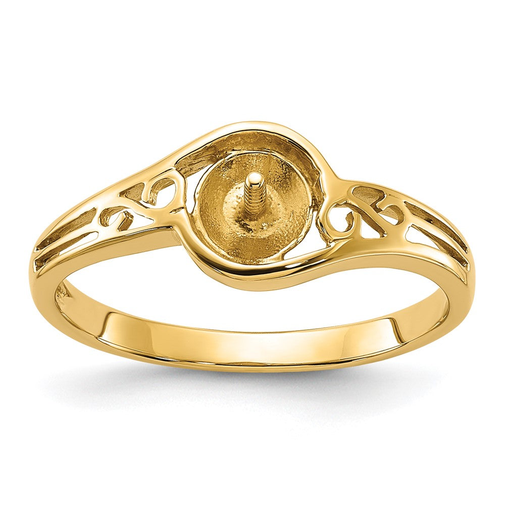 14k Polished Pearl Filigree Ring Mounting