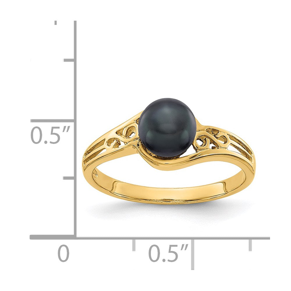 14k 6mm Black FW Cultured Pearl ring