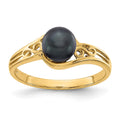 14k 6mm Black FW Cultured Pearl ring