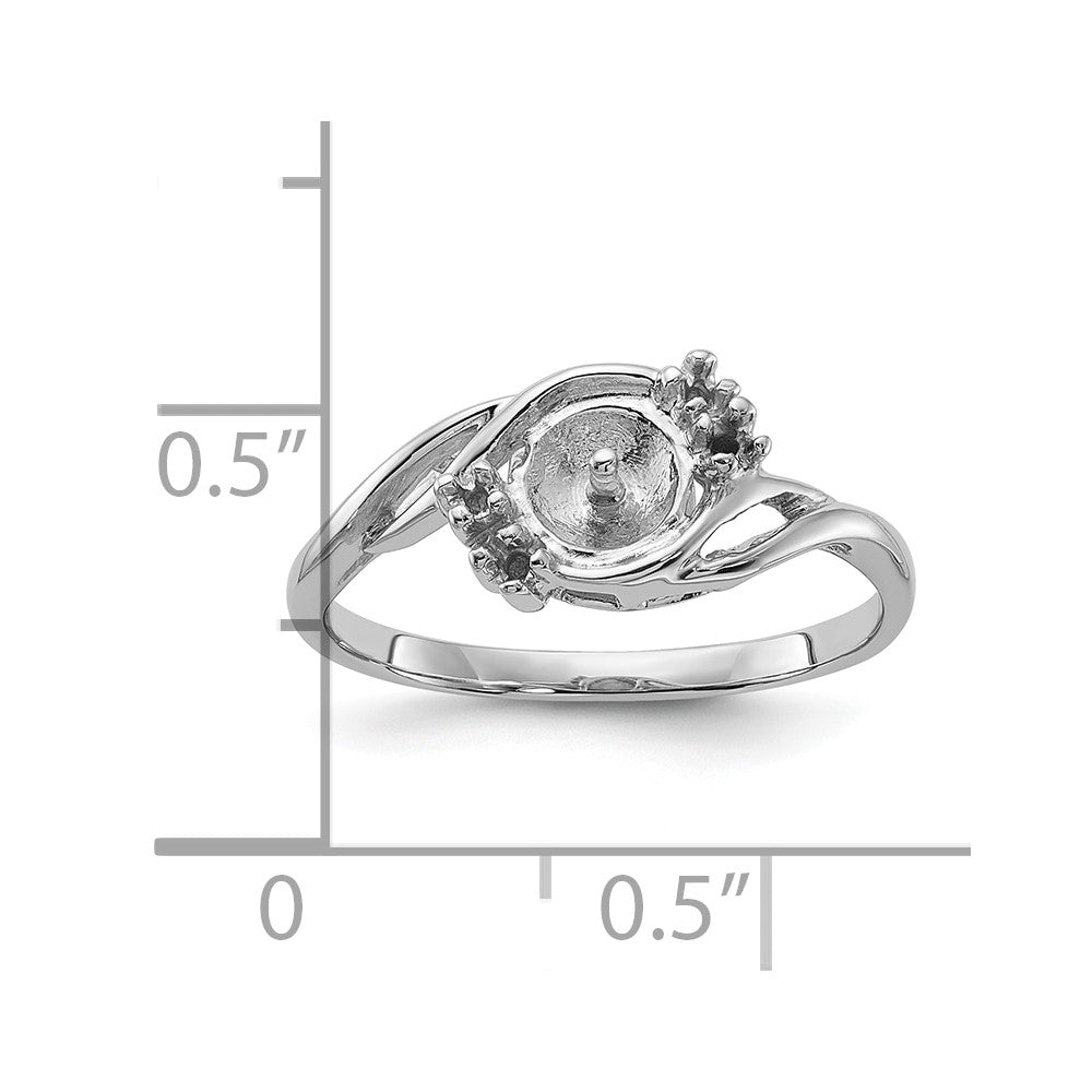 14k White Gold Polished Diamond & Pearl Ring Mounting