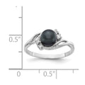 14k White Gold 6mm Black FW Cultured Pearl AAA Diamond ring