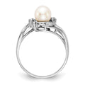 14k White Gold 6mm FW Cultured Pearl AAA Diamond ring