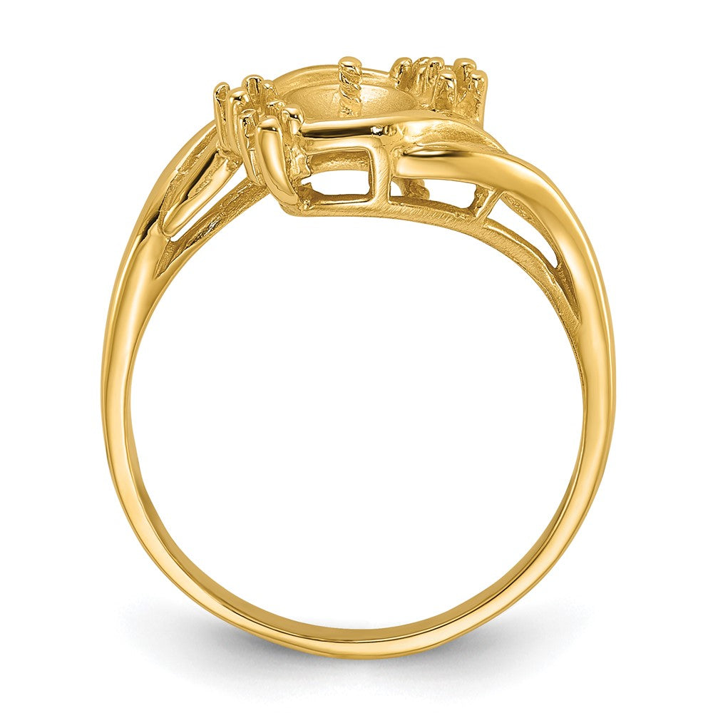 14k Yellow Gold Polished .06ct. Diamond & Pearl Ring Mounting
