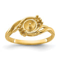 14k Yellow Gold Polished .06ct. Diamond & Pearl Ring Mounting