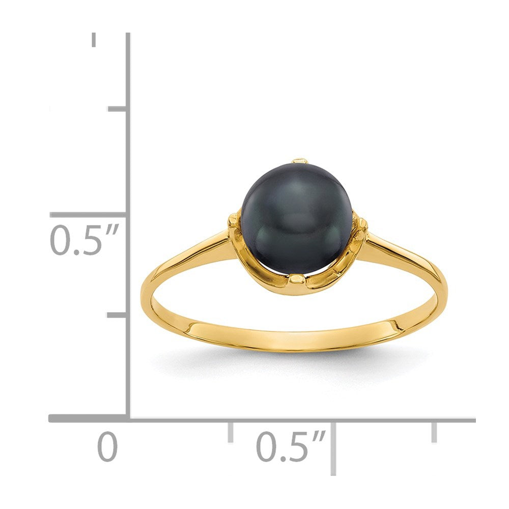 14k 6.5mm Black FW Cultured Pearl ring