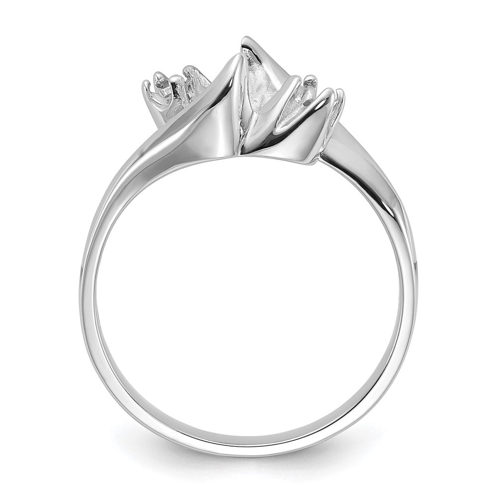 14k White Gold Polished Diamond & Pearl Ring Mounting