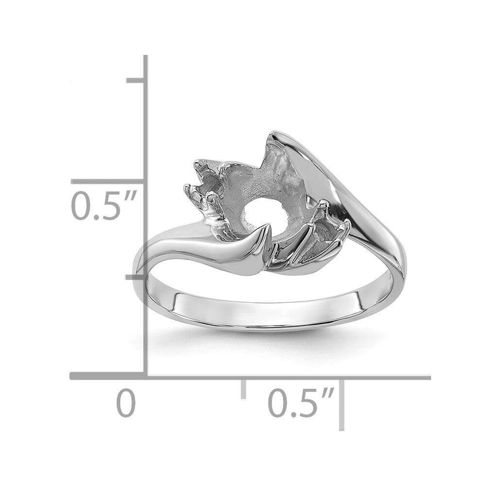 14k White Gold Polished Diamond & Pearl Ring Mounting