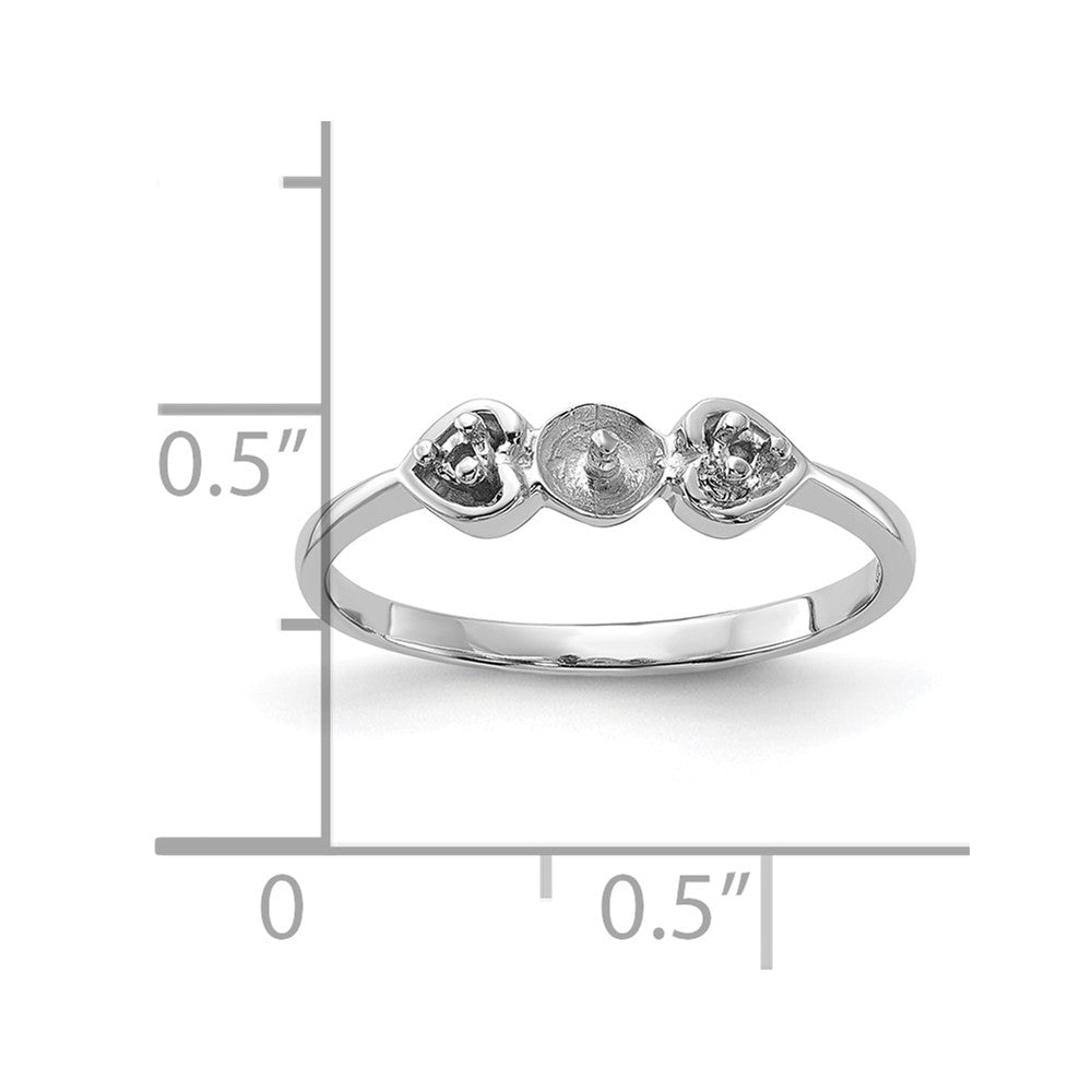 14k White Gold Polished Diamond & Pearl Ring Mounting